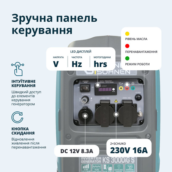 Інверторний двопаливний генератор Konner&Sohnen KS 3000iG S Фото 10