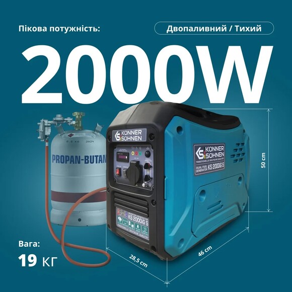Инверторный газовый генератор Konner&Sohnen KS 2000iG S изображение 9