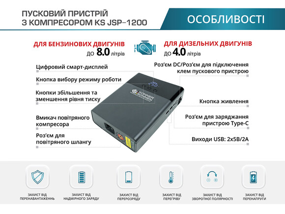 Пусковое устройство Konner&Sohnen KS JSP-1200 изображение 7