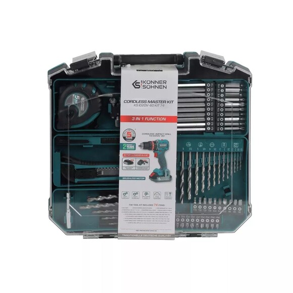 Аккумуляторный шуруповерт Konner&Sohnen KS ID20V-60 KIT 74 PLUS изображение 11