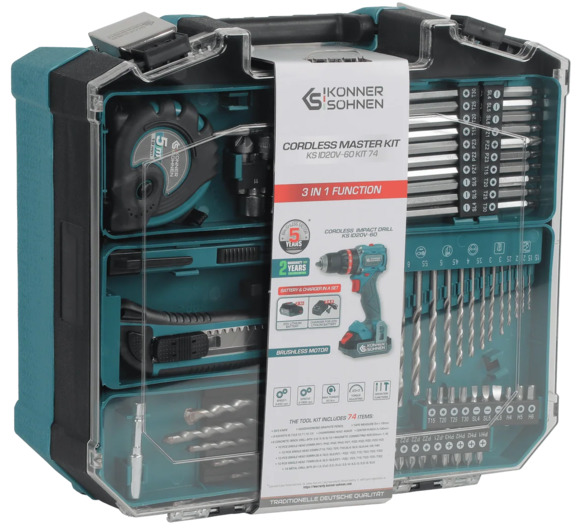 Аккумуляторный шуруповерт Konner&Sohnen KS ID20V-60 KIT 74 изображение 6