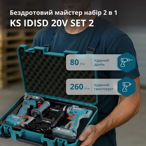 Набор аккумуляторных инструментов Konner&Sohnen KS IDISD 20V SET 2 изображение 24