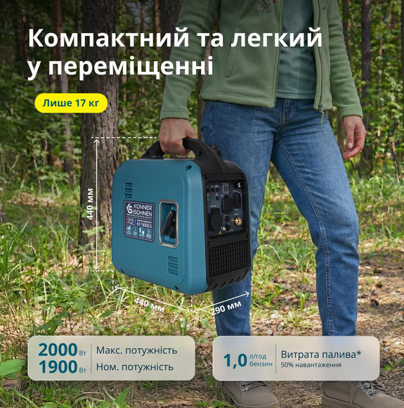 Двухтопливный инверторный генератор Konner&Sohnen KS 1900iG S изображение 12