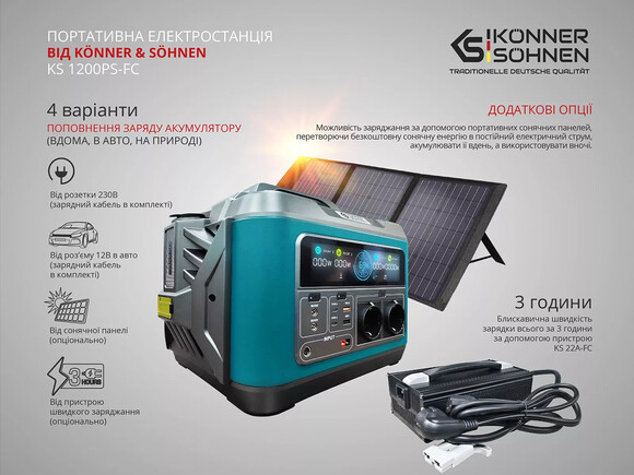 Зарядна станція Konner&Sohnen KS 1200PS-FC (1110 Вт·год/1200 Вт) image 9