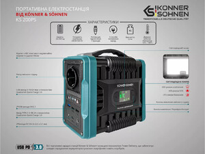 Зарядная станция Konner&Sohnen KS 200PS (222 Вт·ч/200 Вт) изображение 12