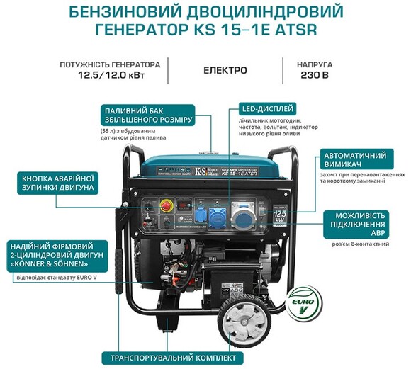 Бензиновий генератор Konner&Sohnen KS 15-1E ATSR фото 5