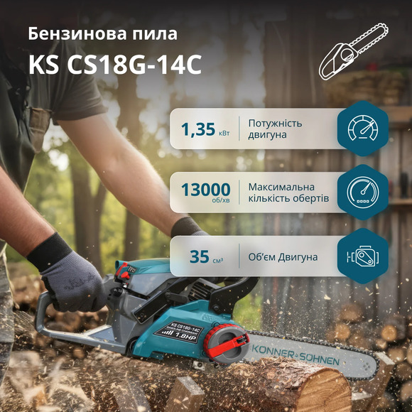 Бензопила Konner&Sohnen KS CS18G-14C Фото 4
