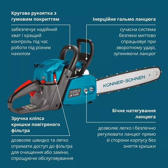 Бензопила Konner&Sohnen KS CS40G-20 изображение 4