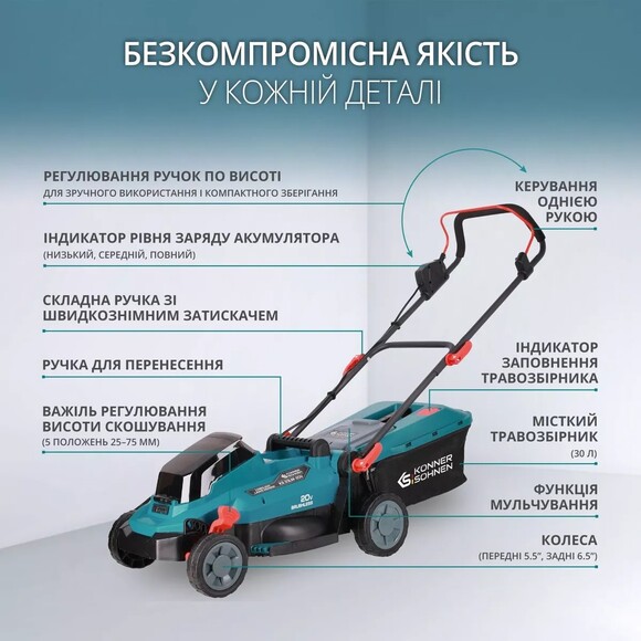 Набор аккумуляторной садовой техники Konner&Sohnen KS 33LM-BCT20V-SET изображение 2